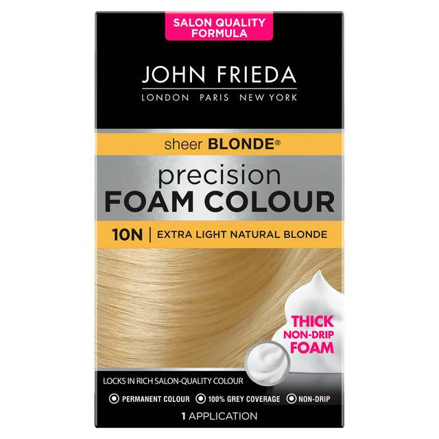 John Frieda Precision Foam Colour Sheer Blonde Hair Dye Extra Light Natural Blonde 10N Blonde Sainsburys   