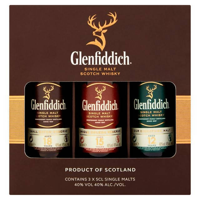 Glenfiddich Family Collection Single Malt Whisky Gift Pack 3x5cl Liquors and spirits Sainsburys   