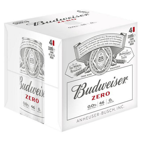 Budweiser Zero Alcohol Free Lager 4x330ml All beer Sainsburys   