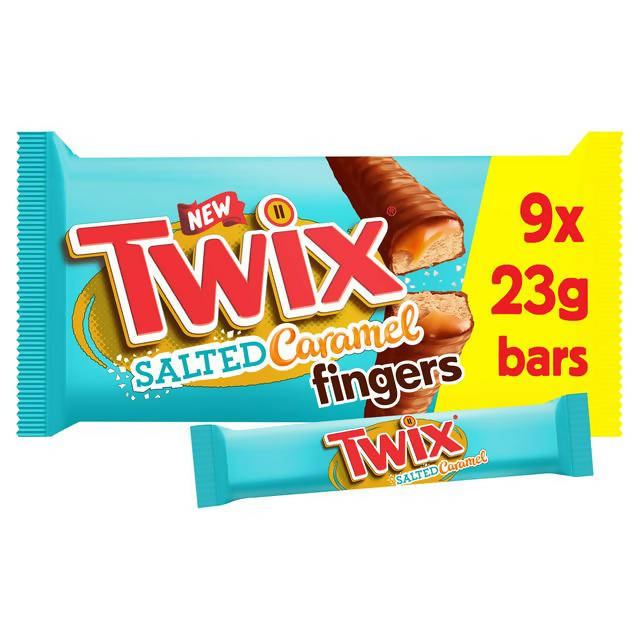 Twix Salted Caramel Chocolate Biscuit Multipack 9x23g Single bar chocolate Sainsburys   