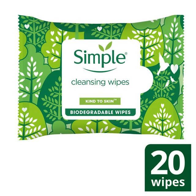 Simple Kind to Skin Biodegradable Cleansing Face Wipes x20 Cotton wool & wipes Sainsburys   