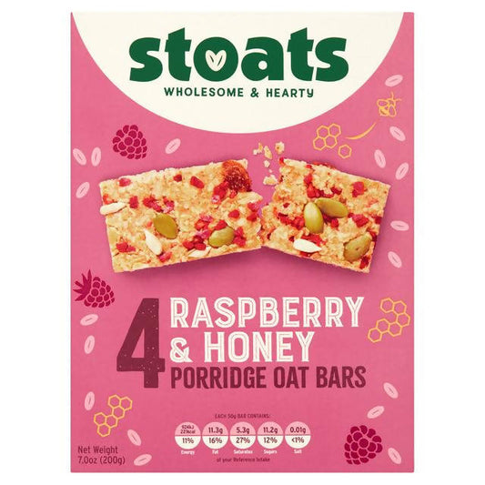 Stoats Raspberry & Honey Breakfst Bar x4 50g cereal bars Sainsburys   