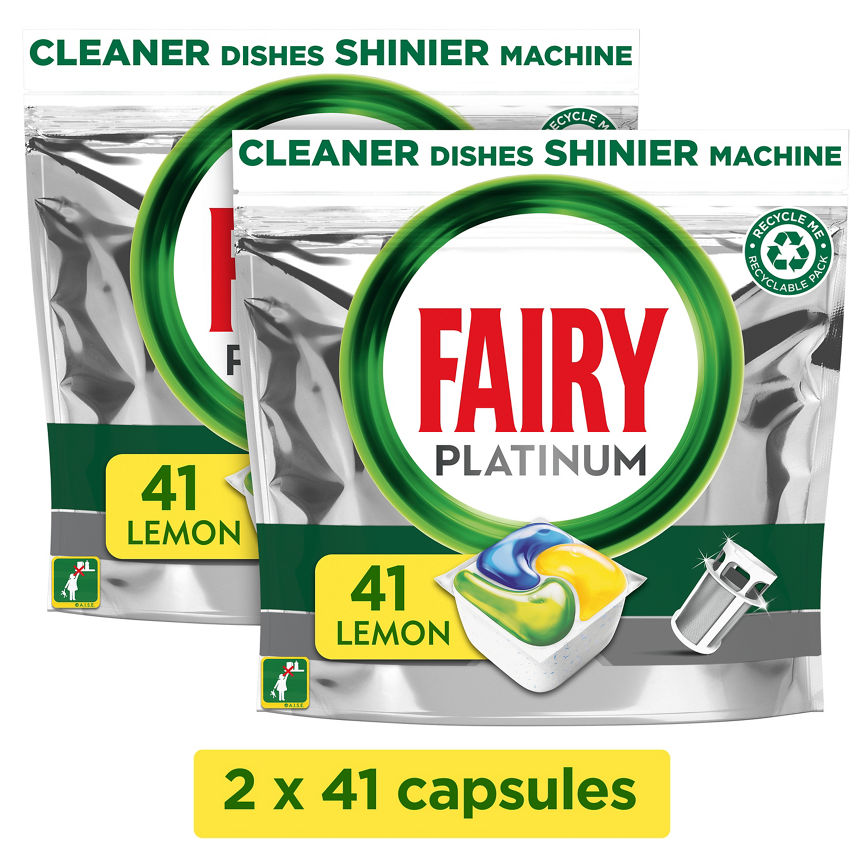 Fairy Platinum All In One Dishwasher Tablets Lemon Bundle, 82 washes