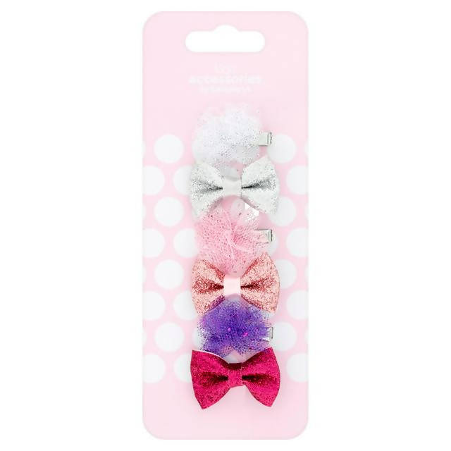 Sainsbury's Kids Bow Snap Clips x 6 Hair accessories Sainsburys   