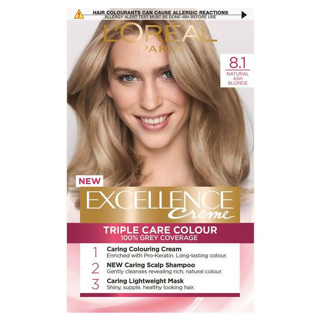 L'Oreal Paris Excellence Permanent Hair Dye Natural Ash Blonde 8.1 - McGrocer