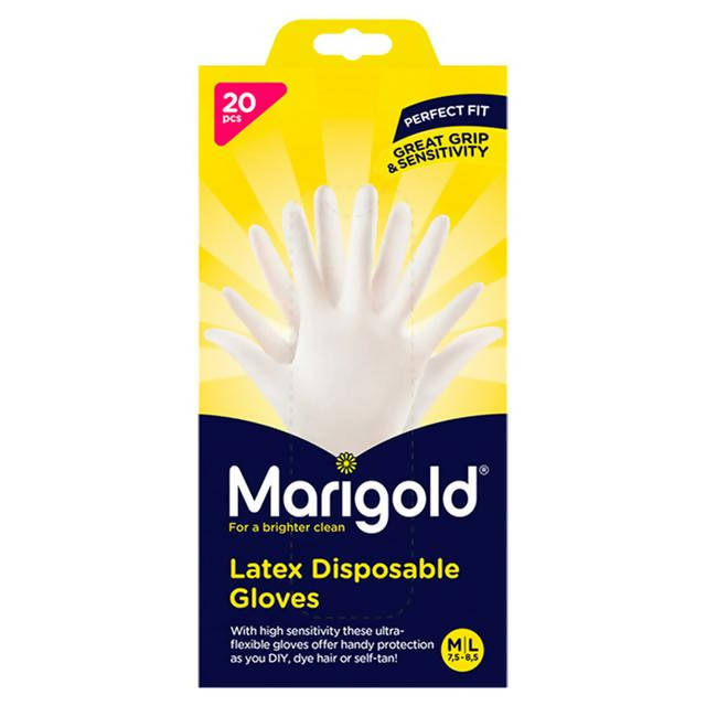 Marigold Latex Disposable Gloves M/L 20's - McGrocer