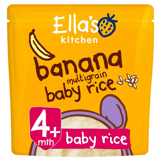 Ella's Kitchen Banana Multigrain Baby Rice Pouch, 4 mths+ 125g Baby Organic Foods McGrocer Direct   