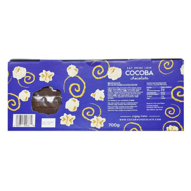 Cocoba Giant Belgian Chocolate Popcorn Bar, 700g Chocolate Bars Costco UK   