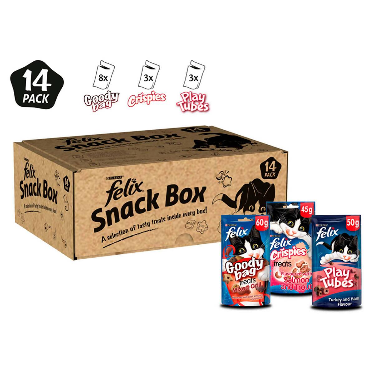 Felix Snack Box Cat Treats in 10 Variations, 765g (Pack of 14) - McGrocer