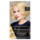 L'Oreal Paris Preference Permanent Hair Dye Glasgow Very Very Light Ash Blonde 03 Blonde Sainsburys   