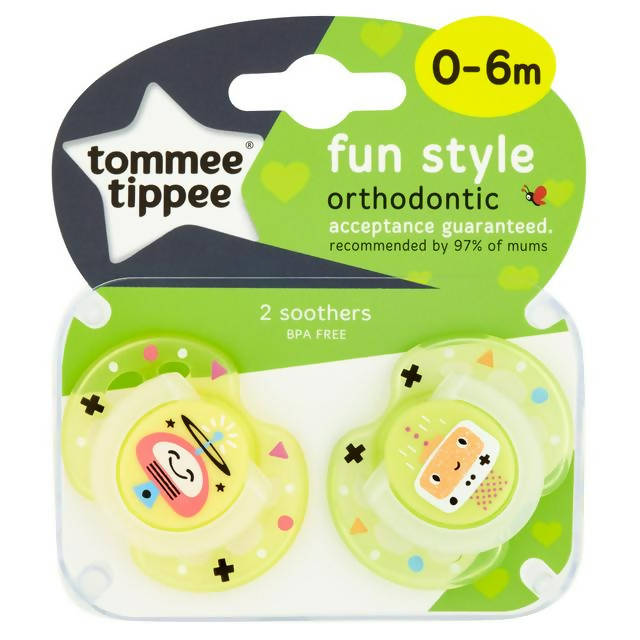 Tommee Tippee Closer To Nature Fun Soother, Months 0-6 x2 accessories Sainsburys   