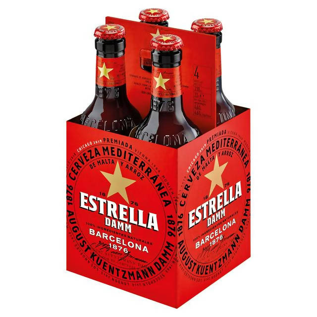 Estrella Damm Lager Beer Bottles 4x330ml All beer Sainsburys   