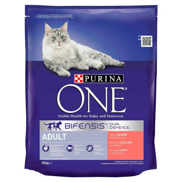 Purina One Adult Dry Cat Food Salmon & Wholegrain 800g - McGrocer