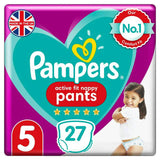 Pampers Active Fit Nappy Pants Size 5 Essential Pack, 12-17kg 27 Nappies GOODS Sainsburys   