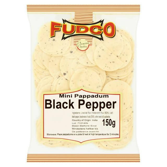 Fudco Mini Black Pepper Pappadum 150g