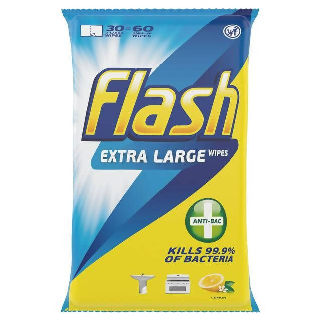 Flash Cleaning Wipes Lemon Antibacterial x30 essentials Sainsburys   