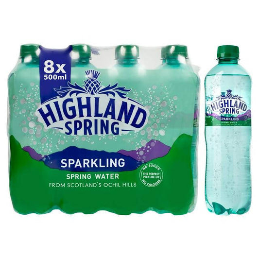 Highland Spring Sparkling Spring Water 8x500ml - McGrocer
