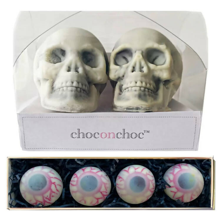 Choc on Choc Chocolate Skull Set 125g and Chocolate Gooey Eyeballs ,160g Chocolate Costco UK   