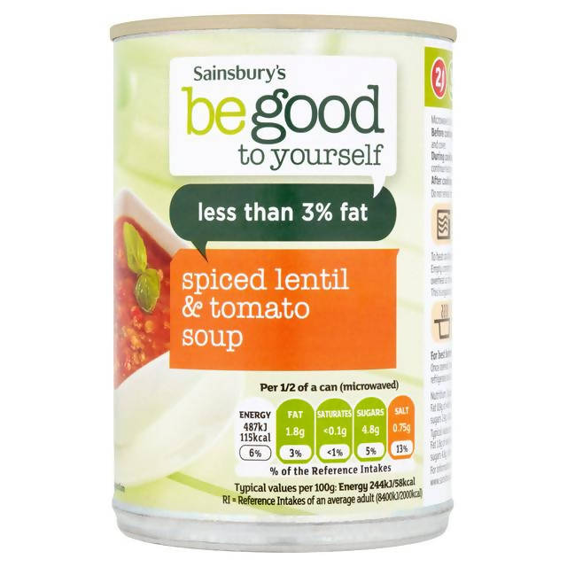 Sainsbury's Tomato & Spicy Lentil Soup, Be Good To Yourself 400g - McGrocer