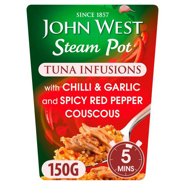 John West Steam Pot Tuna Infusions with Chilli, Garlic & Spicy Red Pepper Couscous 150g