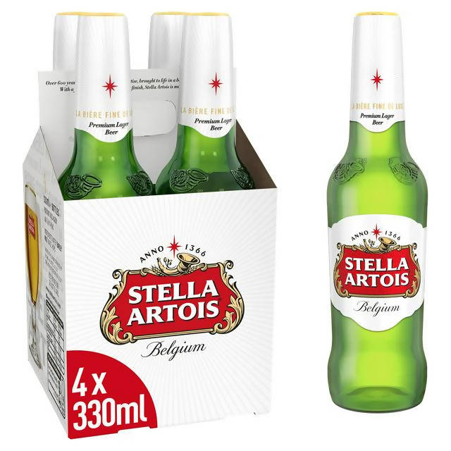 Stella Artois Premium Lager Beer Bottles 4x330ml All beer Sainsburys   