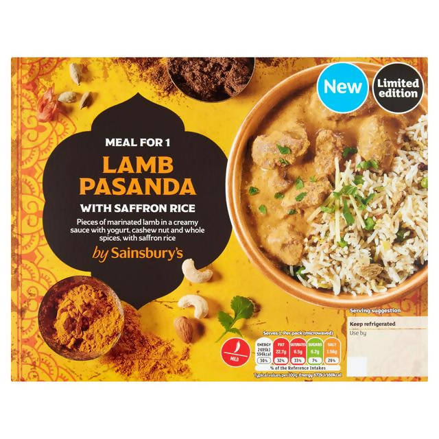 Sainsbury's Lamb Pasanda with Saffron Rice 400g (Meal for 1) FOOD CUPBOARD Sainsburys   