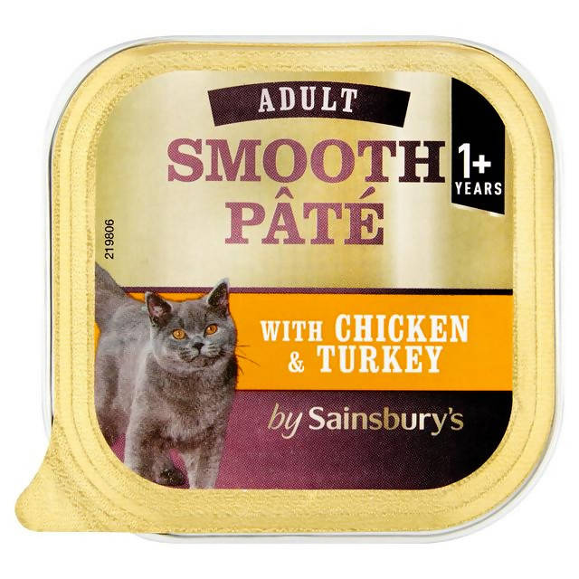 Sainsbury's 1+ Adult Cat Food Smooth Pâté with Turkey & Chicken 100g - McGrocer