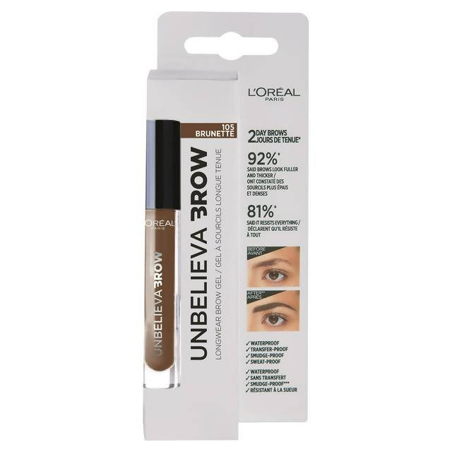 L'Oreal Paris Unbelieva'brow Long-Lasting Brow Gel 105 Brunette GOODS Sainsburys   