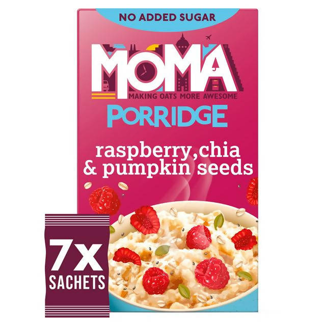 Moma Porridge Raspberry, Chia & Pumpkin Seeds Sachets x8 Porridge & oats Sainsburys   