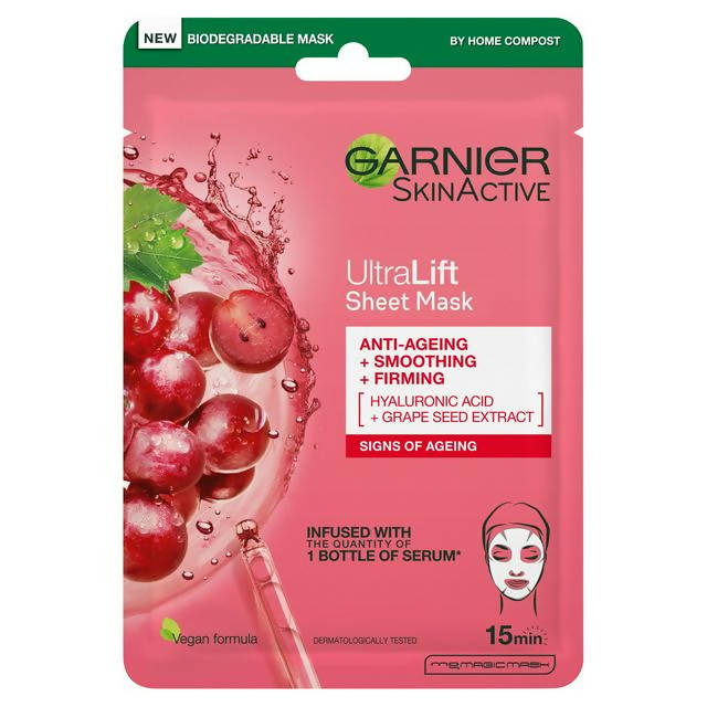 Garnier Ultralift Anti Ageing Radiance Boosting Face Sheet Mask 32g Masks Sainsburys   