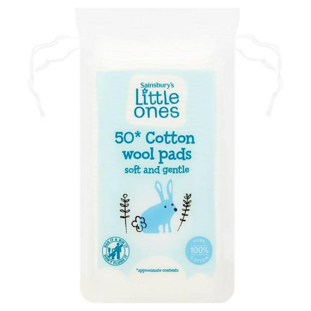 Sainsbury's Little One Square Cotton Pad x50 face & body skincare Sainsburys   