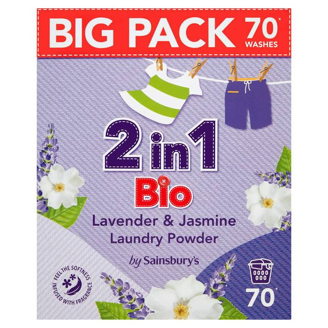 Sainsbury's 2 in 1 Bio Lavender & Jasmine Laundry Powder 4.55kg (70 Washes) - McGrocer