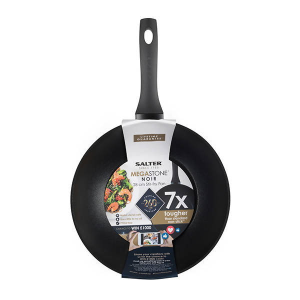 Salter Megastone Wok with Lid 28cm