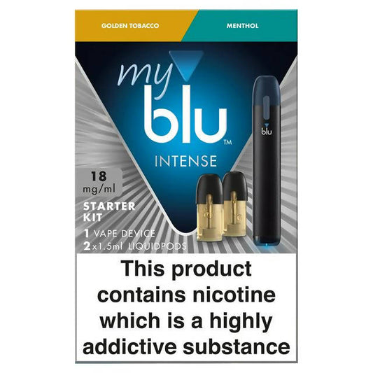 MyBlu Starter Kit Bundle 18mg/ml 2 x 1.5ml Intense Golden Tob & Menthol Electronic cigarettes Sainsburys   