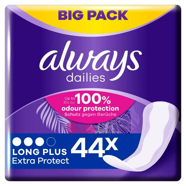 Always Dailies Extra Protect Panty Liners Long Plus x 44