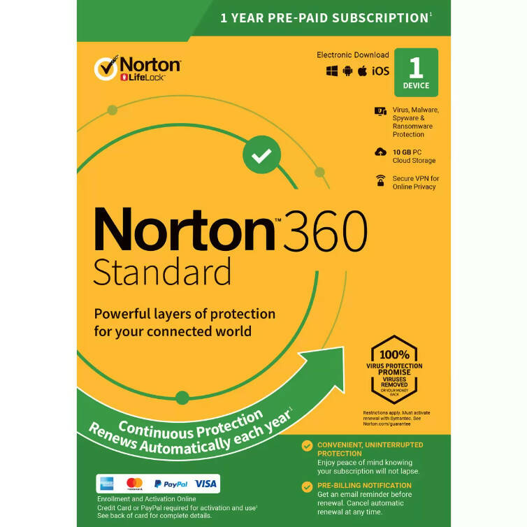 Norton 360 Standard 2022, Antivirus Software for 1 Device and 1 Year Subscription with Automatic Renewal GOODS Costco UK   