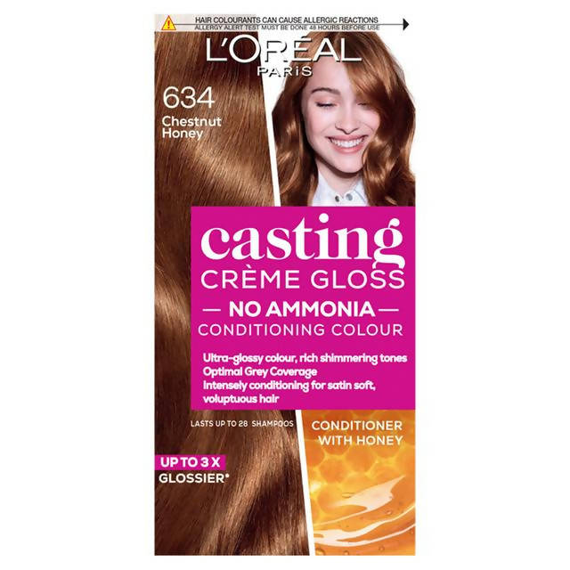 L'Oreal Paris Casting Creme Gloss Semi Permanent Hair Dye Chestnut Honey Brown 634 - McGrocer