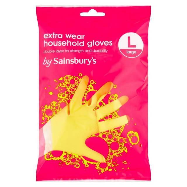 Sainsbury's Extra-Wear Household Cleaning Gloves, Large