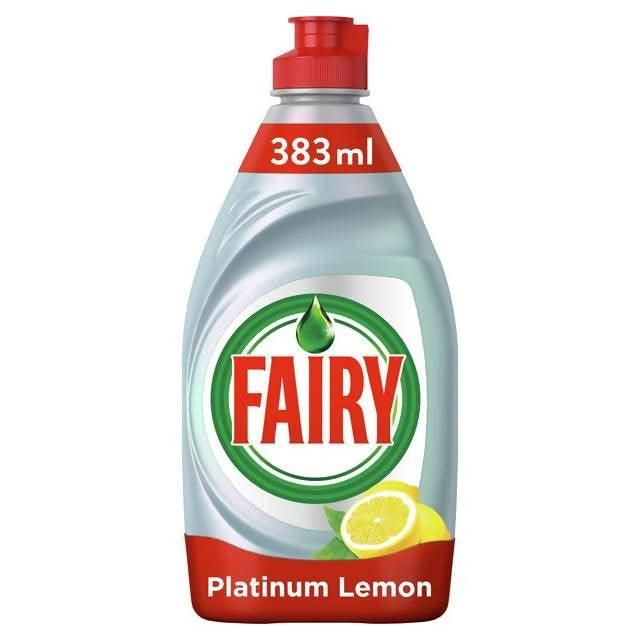 Fairy Platinum Quickwash Washing Up Liquid Lemon 383ml