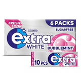 Extra White Bubblemint Chewing Gum Sugar Free Multipack 6x10 Pieces GOODS Sainsburys   