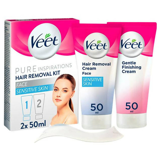 Veet Pure Hair Removal Cream Face for Sensitive Skin 2x50ml hair removal creams & waxes Sainsburys   