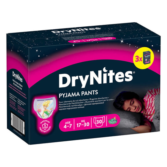 Huggies Dry Nites Girls 4-7 Years, 30 Pants Nappies & Wipes Costco UK   