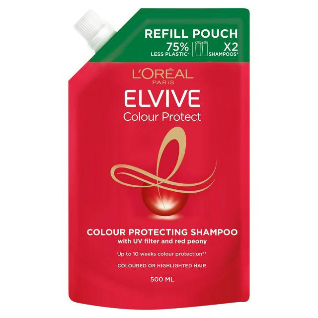 L'Oreal Elvive Colour Protect Shampoo Refill Pouch for Coloured Hair 500ml shampoo & conditioners Sainsburys   