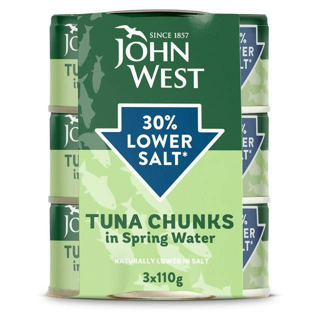 John West Lower Salt Tuna Chunks in Spring Water 3x145g