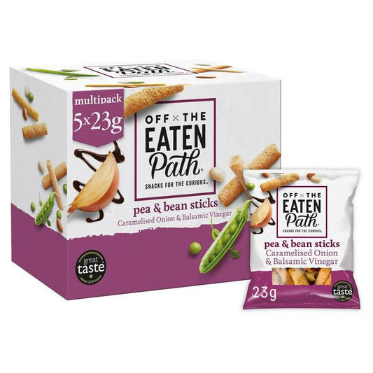 Off the Eaten Path Caramelised Onion & Balsamic Vinegar Bean Sticks 5x23g 10+ packs Sainsburys   