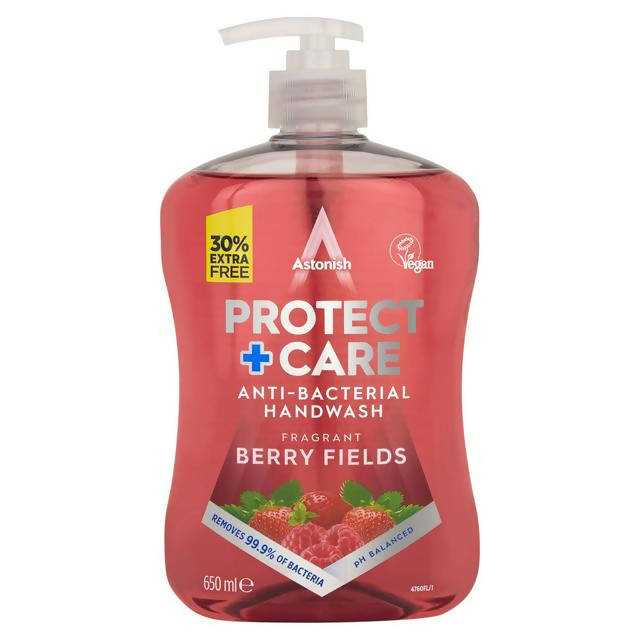 Astonish Protect & Care Anti-Bacterial Handwash Fragrant Berry Fields 650ml