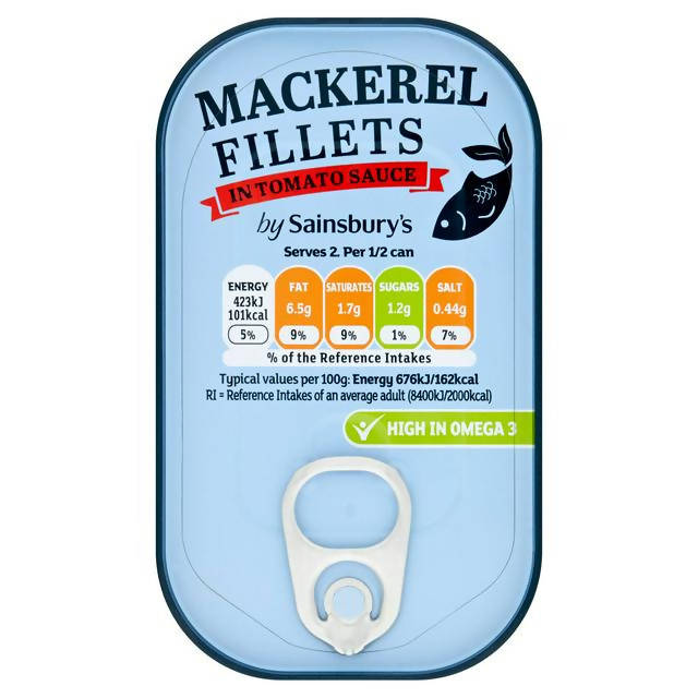 Sainsbury's Mackerel Fillets in Tomato Sauce 125g - McGrocer
