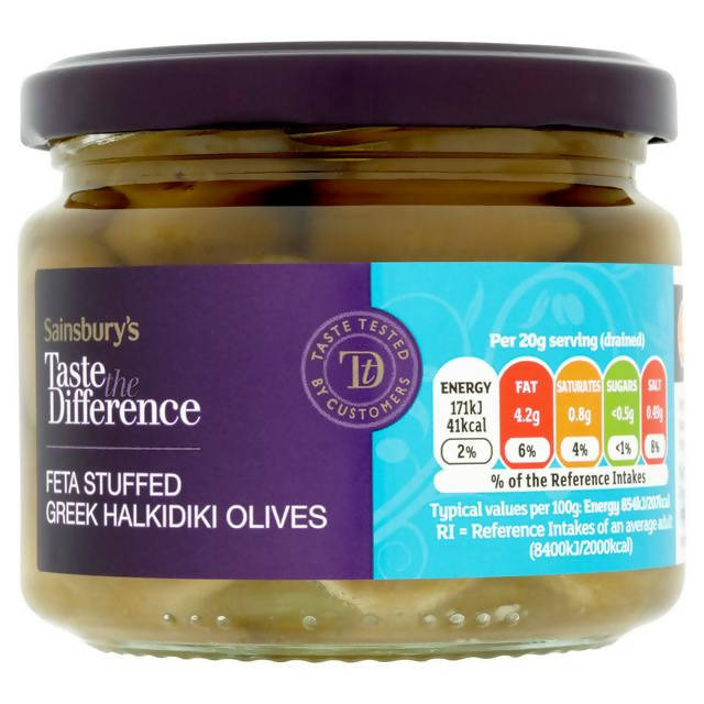 Sainsbury's Greek Feta Stuffed Olives, Taste the Difference 275g (160g*)