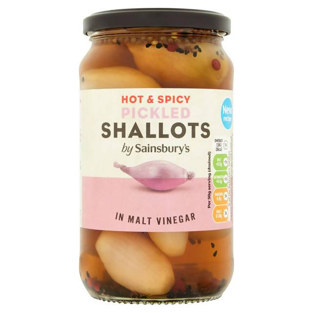 Sainsbury's Hot & Spicy Pickled Shallots in Malt Vinegar 465g Pickled food Sainsburys   