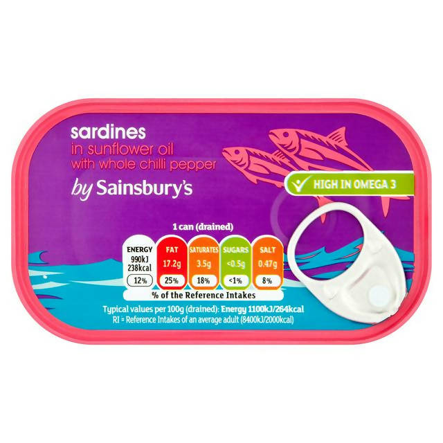 Sainsbury's Sardines in Chilli Oil 120g (90g*)